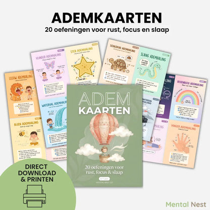 Ademkaarten set voor kinderen – speelse ademhalingsoefeningen bij grote emoties