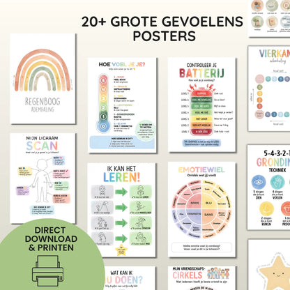 Posterdesigns uit De Grote Gevoelens Poster Kit (20+ Designs) – Mental Nest