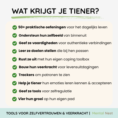 Overzicht van de voordelen en inhoud van het Mentaal Sterk Werkboek voor tieners