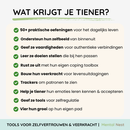 Overzicht van de voordelen en inhoud van het Mentaal Sterk Werkboek voor tieners