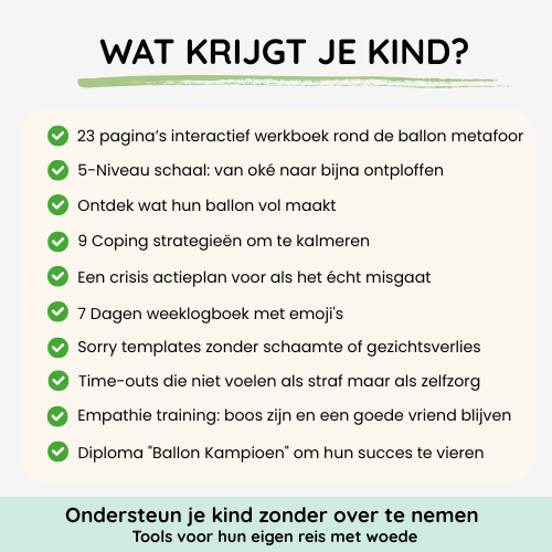 overzicht van de inhoud van het werkboek 'Omgaan met Woede' voor kinderen