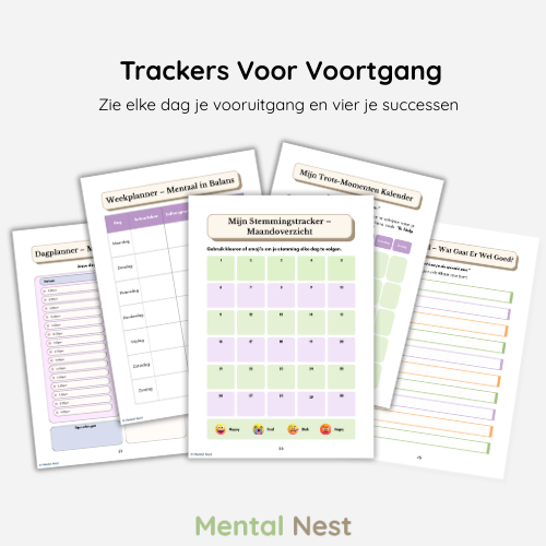 diverse trackers van het werkboek mentaal sterk