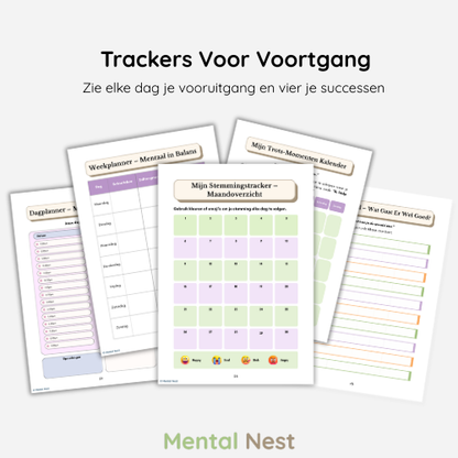 diverse trackers van het werkboek mentaal sterk