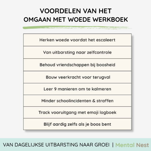voordelen van het werkboek 'Omgaan met Woede' voor kinderen, inclusief de positieve effecten op boosheid en coping